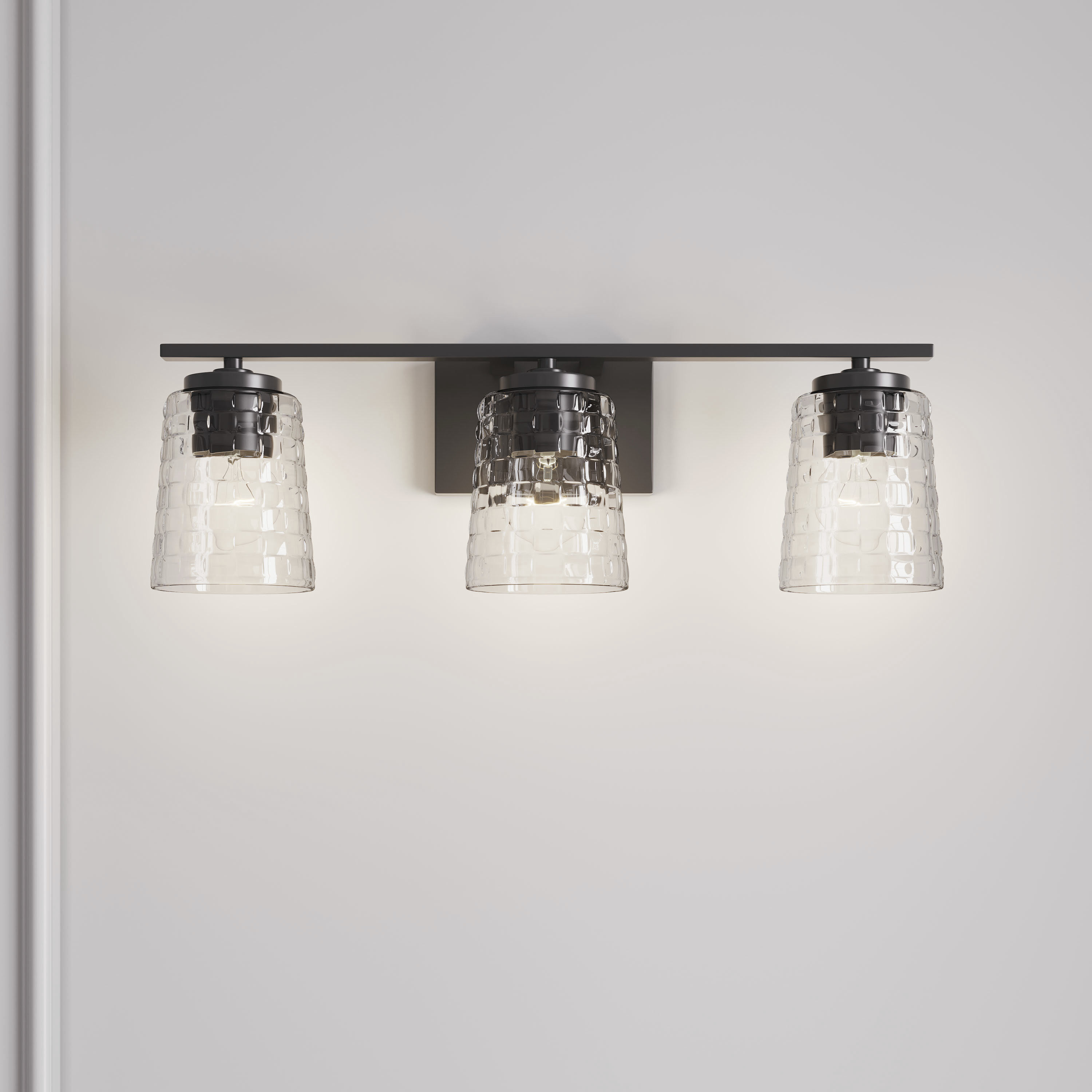 Saben 3 Light 23 inch Matte Black Bathroom Vanity Light Wall Light